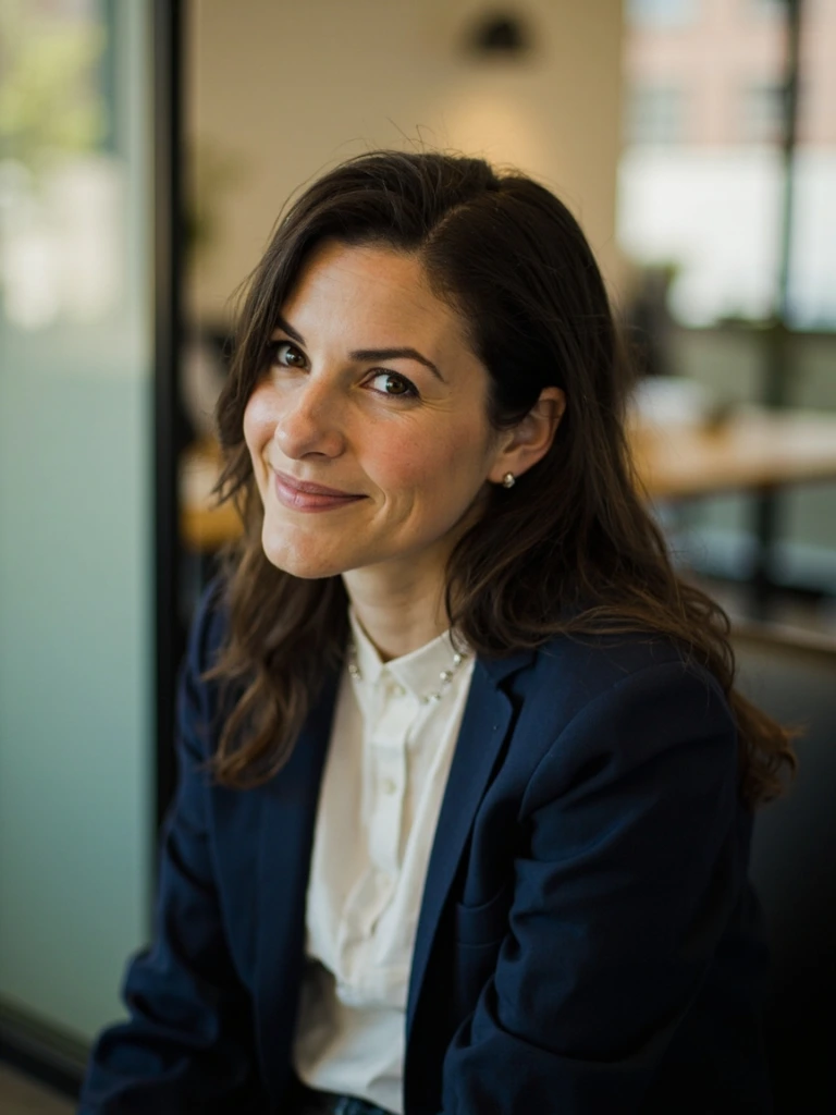 Retrato editorial de Marta Vega, responsable de innovación en una teleco española.